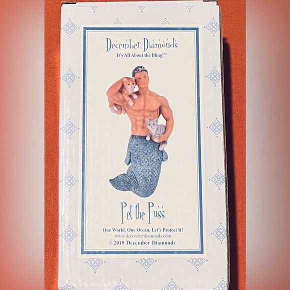 Rare December Diamonds Pet the Puss Blue Merman Cats Ornament - Picture 3 of 4